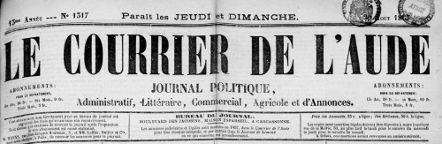 1867 Le Courrier de l'Aude 29 Portada.jpg