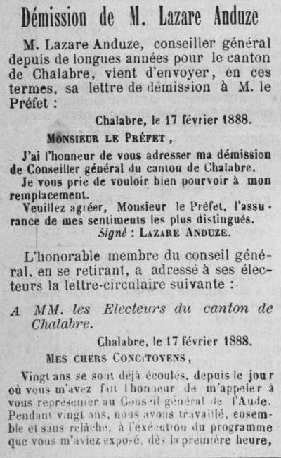 1888 19 février Démission Anduze Courrier de l'aude 001.jpg