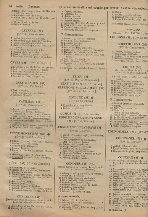 annuaire 1937 chalabre