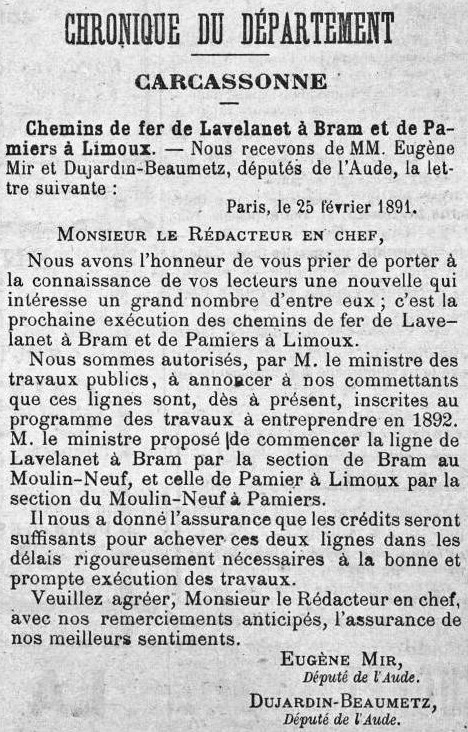 1891 Le Rappel de l'Aude 1er mars.jpg
