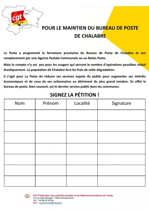 la poste chalabre